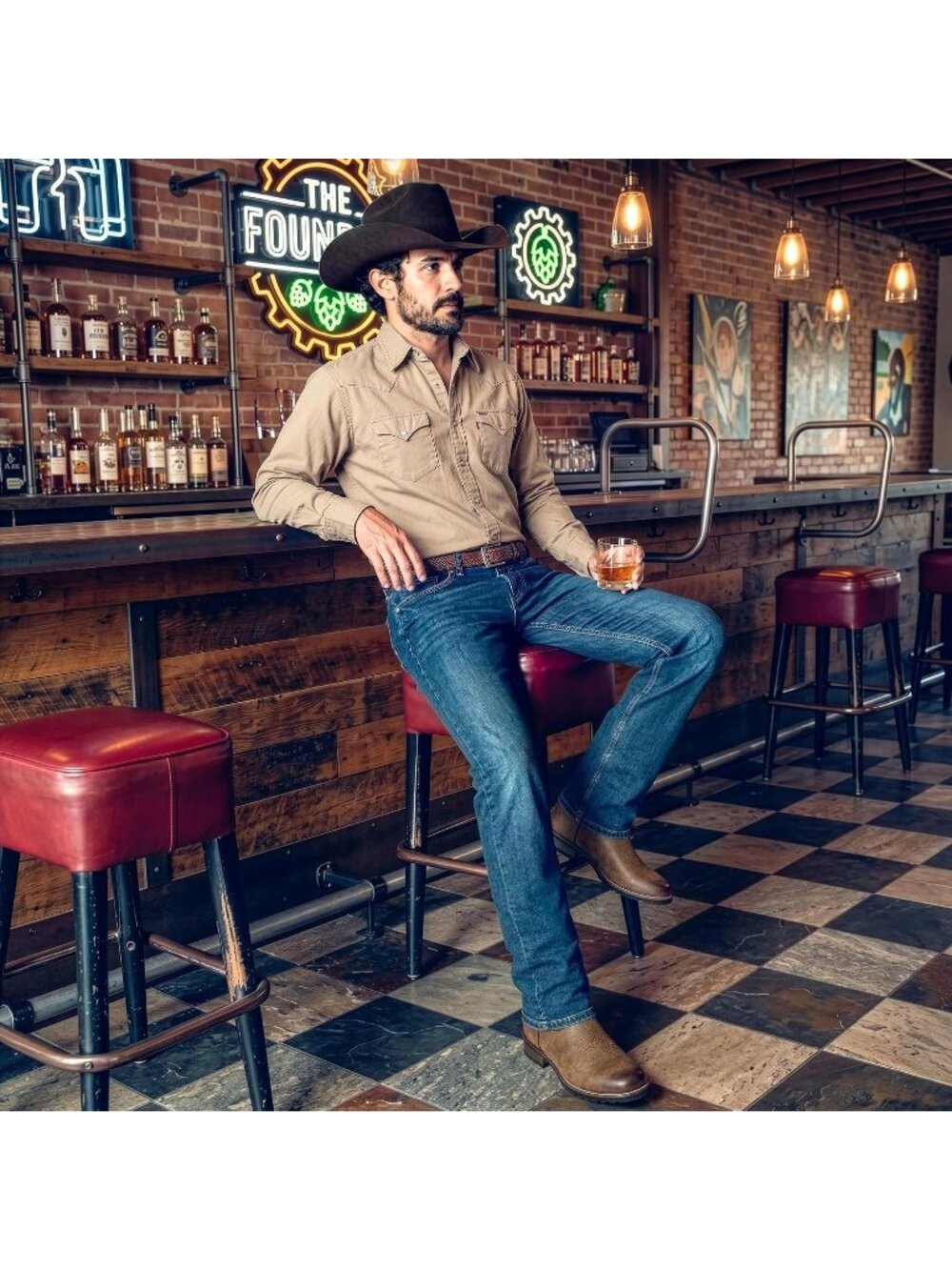 Men’s Round Toe Cowboy Boots Western Riding Boots - Picture 2 of 6